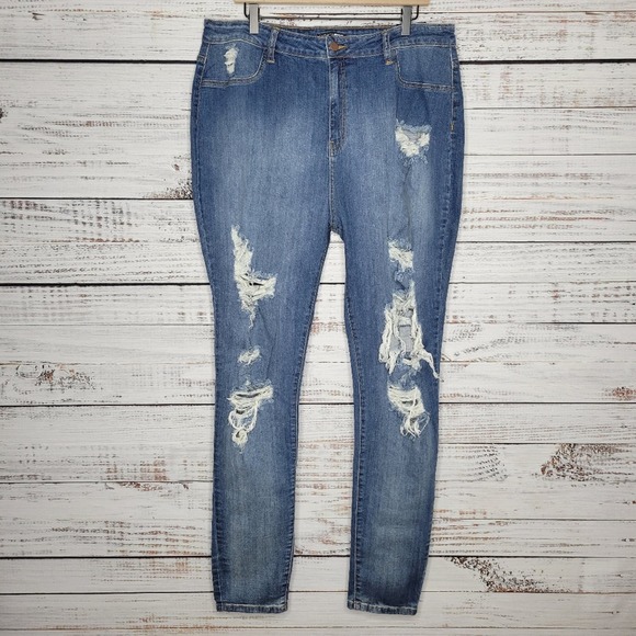 Fashion Nova Denim - Fashion Nova High Rise Waist Super Distressed Skinny Jeans | 20